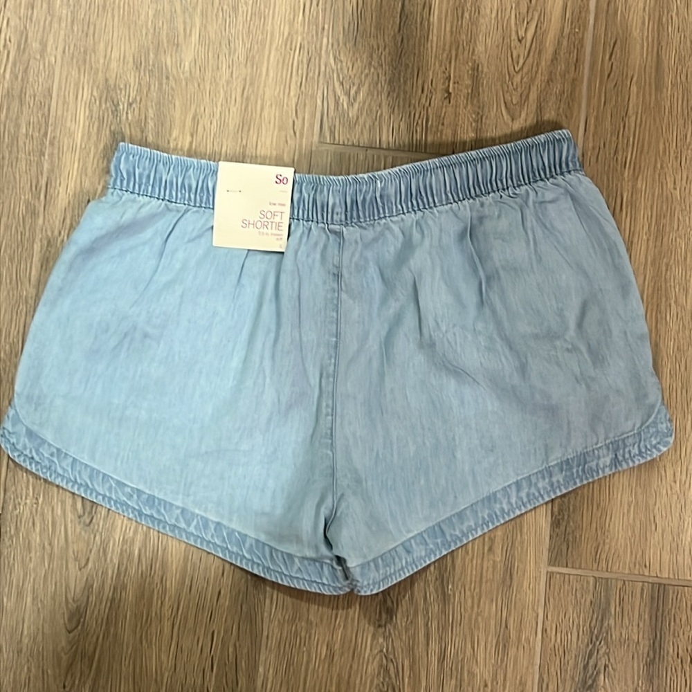 Jean Short Low Rise Soft Shortie Dolphin Light Blue Women So Kohl Elastic Summer - Picture 7 of 10